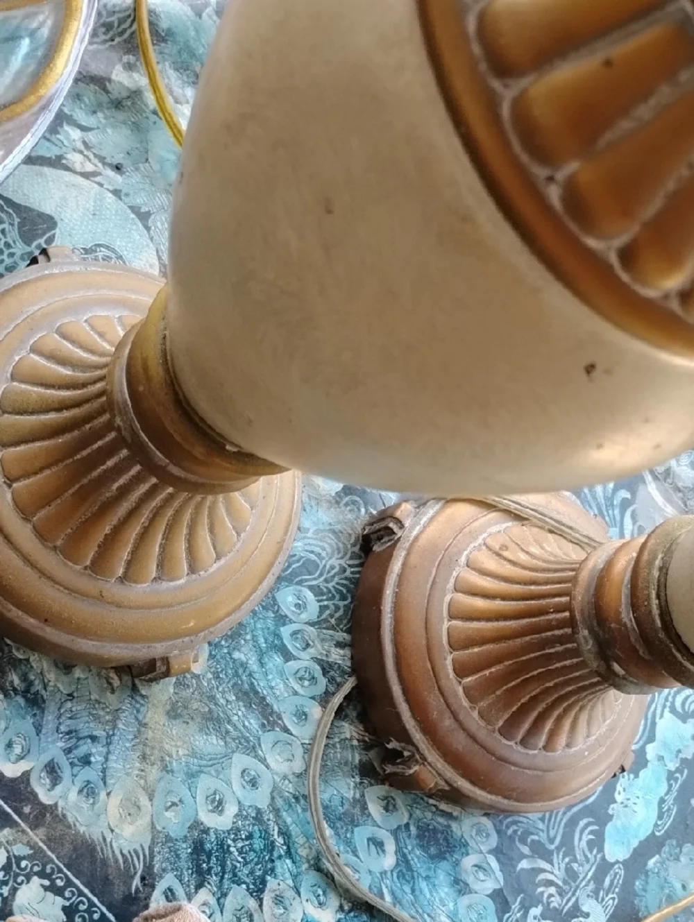 Classic Brass and Cream Table Lamp Pair - Unbranded